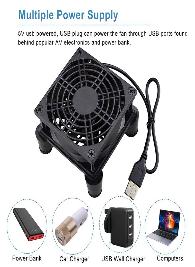 GDSTIME Small 80mm Router Fan Cooler with L/M/H 3 Speed Controller, DC 5V USB Powered Case Cooling Fans for Xbox Modem Routers Mini PC DVR TV Box - Image 3